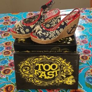Too Fast Sailor Wedges size 9